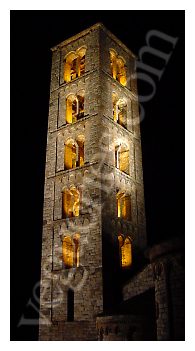 Vista nocturna del campanar de Sant Climent de Taüll. Segle XII.