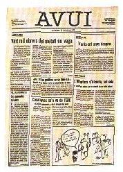 Portada del primer nmero del diari 'Avui', primer diari publicat en catal desprs del rgim franquista. 1976