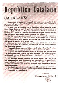 Ban de Francesc Maci proclamant la Repblica Catalana. 14 d'Abril de 1931.