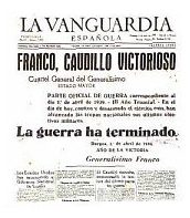 Portada del diari La Vanguardia publicat el 2 d'Abril de 1939.